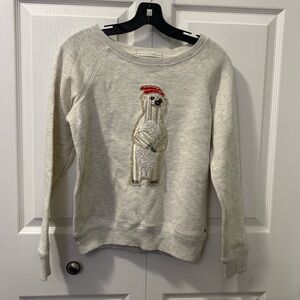 American Eagle Outfitters Light Gray Sweatshirt with Festive Bear